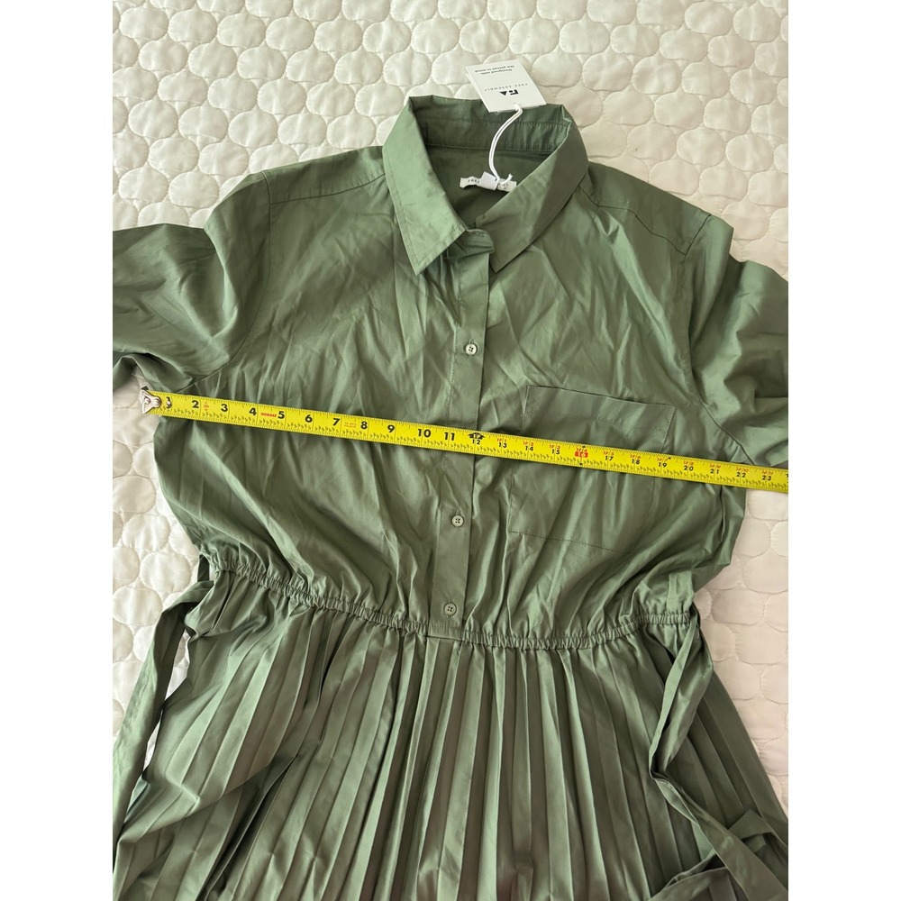 Free Assembly Pleated Shirtdress Olive Green Size XL New with Tags - Picture 8 of 9